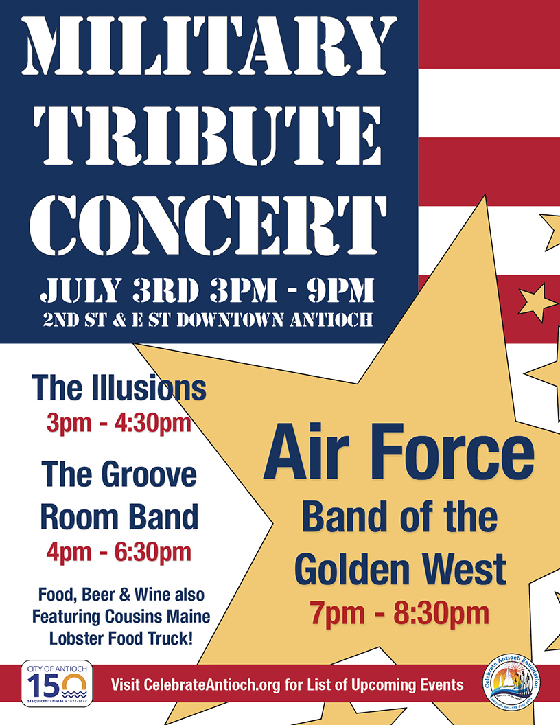 a flier for the 4th of July Military Concert event